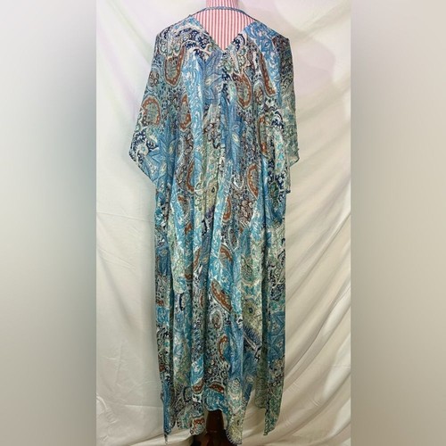 Umgee Blue Paisley Boho Kimono Waterfall Duster Cardigan Summer Ocean Size XL - Picture 7 of 10