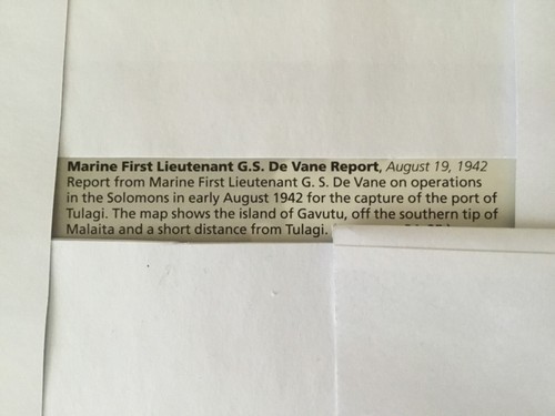 WWII 1942 MARINE FIRST LIEUTENANT G.S. DE VANE REPORT ON OPERATIONS IN SOLOMONS - Picture 2 of 12