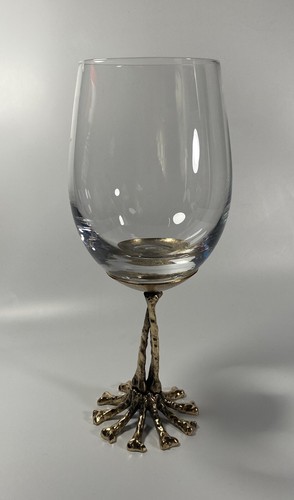 SKELETON BONES WINE GLASS NEW!!! Halloween METAL Stem GOLD Gothic - Picture 4 of 5