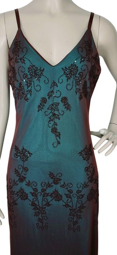 Vintage Y2K Beaded Bias Cut Ethereal Whimsical Fairygoth Strappy Party Dress Med - Picture 8 of 10