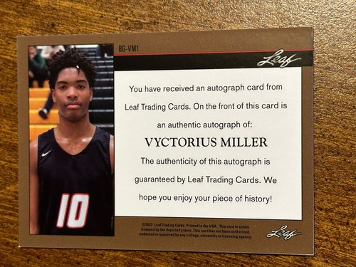 VYCTORIUS MILLER 2021-22 Leaf Memories 1992 AUTOGRAPH #7/10 LSU TIGERS ARC - Picture 2 of 2