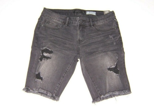 Aeropostale Women's Black Distressed Denim Bermuda Shorts Size 6 NEW | eBay