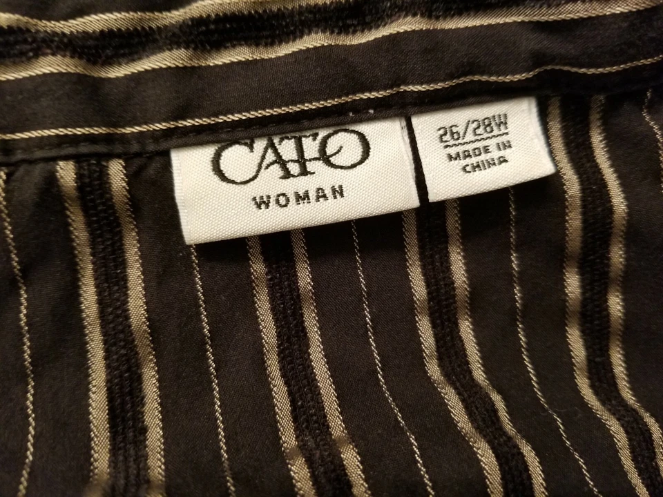 Camisa Top Blusa Mujer Cato Talla 26W/28W Negra Marrón Rayas Foto 2 de 4