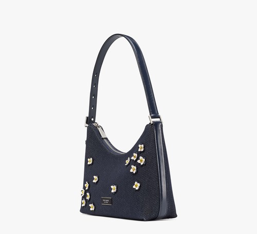 Kate Spade Sam Icon Floral Embellished Denim Small shoulder bag ~NWT~ Indigo - Picture 3 of 5