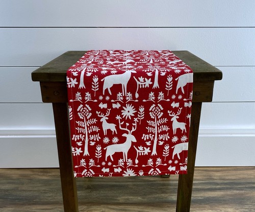 Winter Table Runner Holiday Decor Christmas Decoration Red Dining Table Linens - Picture 2 of 13