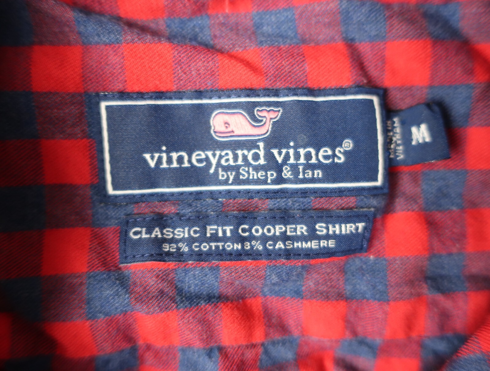 Vineyard Vines Button up Shirt Men's M Red Check Classic Cooper Cotton Cashmere Vineyard Vines Button up Shirt Men's M Red Check Classic Cooper Cotton Cashmere