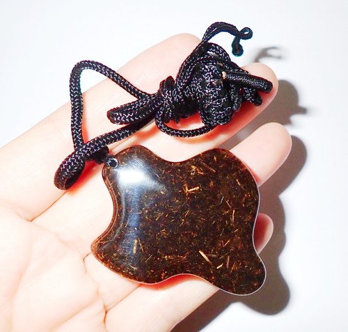 Cow Dung Specimen in 47x38x10 mm Texas Shape Clear Acrylic Necklace CDTSN47 - Picture 2 of 11