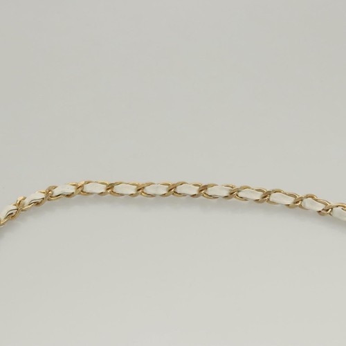 CHANEL Big Matelasse30 Single Flap Chain Bag Lamb Skin White Gold CC Auth MY266 - Picture 8 of 24