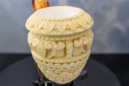 UNSMOKED Best CAO MEERSCHAUM Bent Dublin Flower burst Shape PIpe Smokey Amber St - Picture 9 of 22