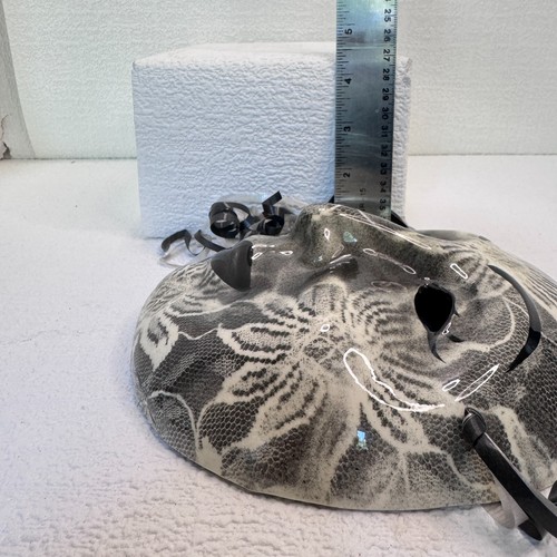 Unique Black and White Ceramic Mask - 7" - Oklahoma - Winking Eye, Lace Pattern - Picture 10 of 10