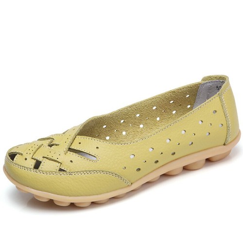 Zapatos planos para mujer talla grande 35-44 mocasines zapatos planos huecos cuero genuino - Imagen 14 de 32