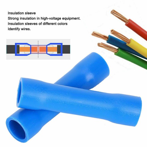 200/100PCS 22-10 Gauge AWG Ga Wire Butt Connectors Vinyl Car Radio Terminals - Picture 14 of 15