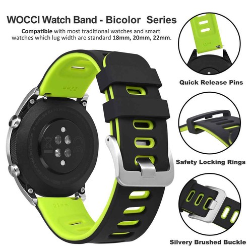 Bandas de reloj de silicona WOCCI 18 mm 20 mm 22 mm para hombre mujer negro gris azul naranja - Imagen 48 de 52