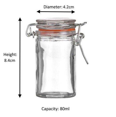 Mini Clip Top Glass Jars 80ml Spice Herb Jam Preserving Small Clip Top Jars - Picture 14 of 14