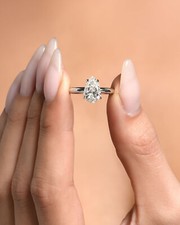 Diamond Engagement Ring VS1 E Pear 2 Carat Lab Created IGI Certified Sparkling