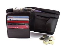 Hommes Haute Qualité Premium Souple Véritable Cuir Marron Porte-Feuille Coffret
