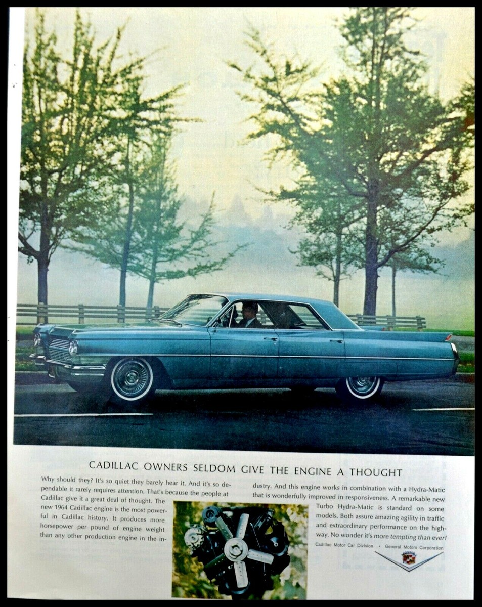 1964 Cadillac Sedan DeVille blue car color photo vintage print Ad