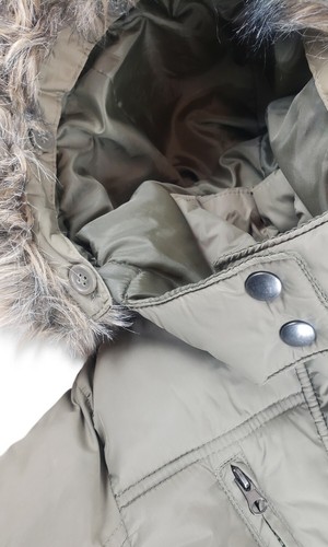 Zara Kids Outdoor Puffer Jacket Unisex Faux Fur Hooded Jacket Olive Green 4-5 - Picture 18 of 19
