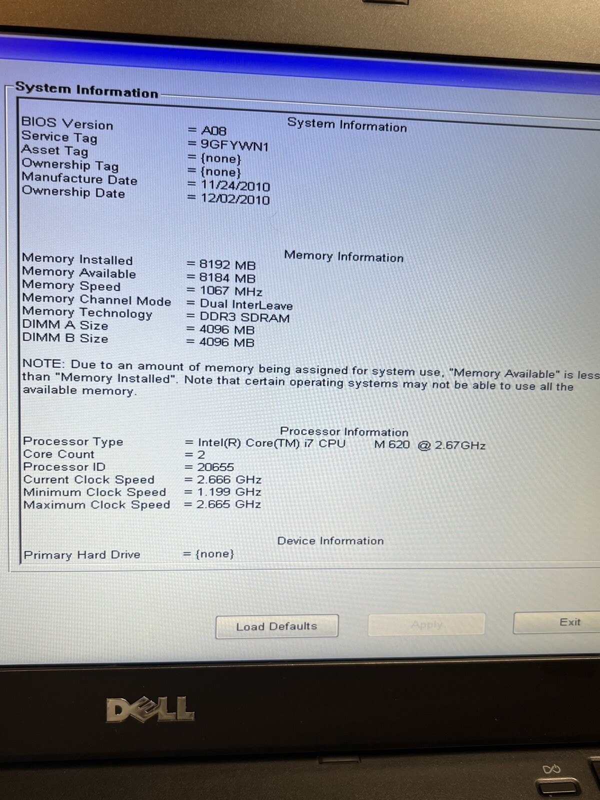 Dell Precision M4500 intel Core i7-M620 Laptop 8GB RAM 500GB HDD NO OS - Picture 2 of 13