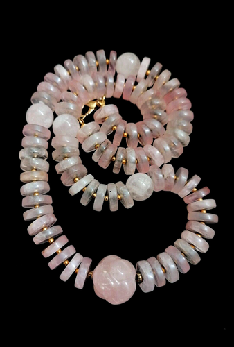 IMPORTANTE BELLISSIMA COLLANA A RONDELLE E BOULLES IN QUARZO ROSA E ARGENTO. - Foto 18 di 24