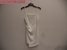 Stain, Zara Women' White Side Ruched Spaghetti Strap Dress, Size M 0851416425103
