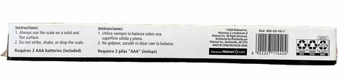 Mainstays Tempered Glass Slimline Digital Scale, Black LCD display weight - Picture 2 of 3