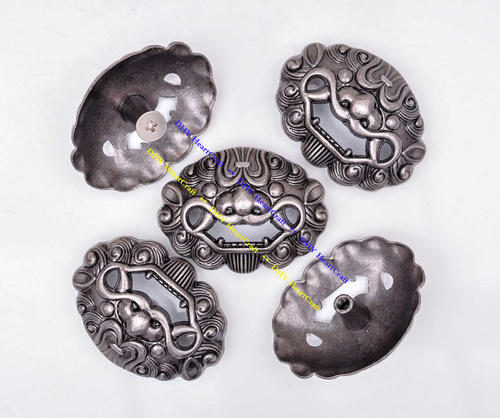 6X Vintage Silver Biker Chinese Guardian Foo Dog Lion Leathercraft Wallet Concho - Picture 6 of 10