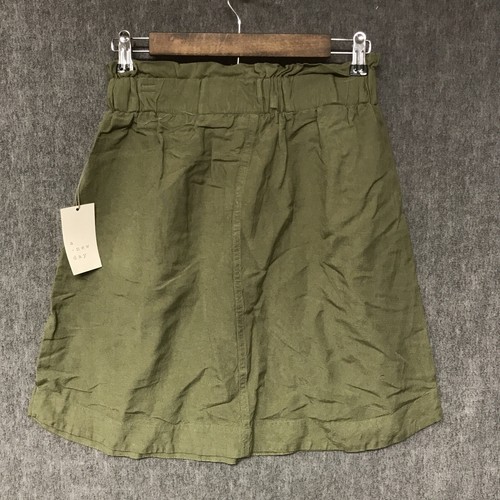 A New Day Skirt Womens Small Green Linen Pockets Knee Length A Line Pull On - Picture 7 of 12