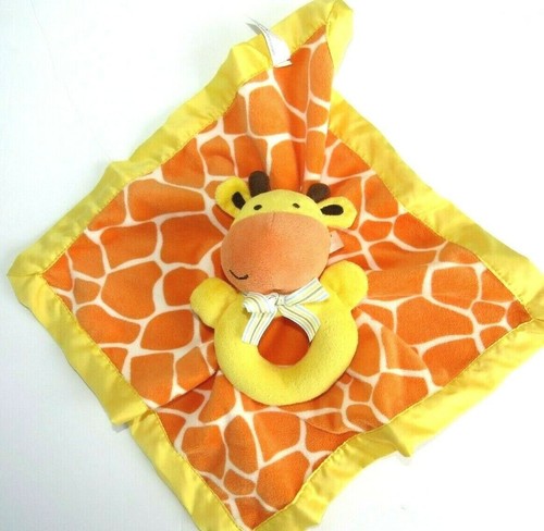 Carters Plush Stuffed Giraffe Baby Rattle Toy Lovey Security Blanket Satin Trim - Picture 3 of 4
