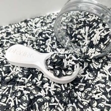 FAKE Black and White YinYang Polymer Clay Sprinkle Mix NOT EDIBLE D16-09