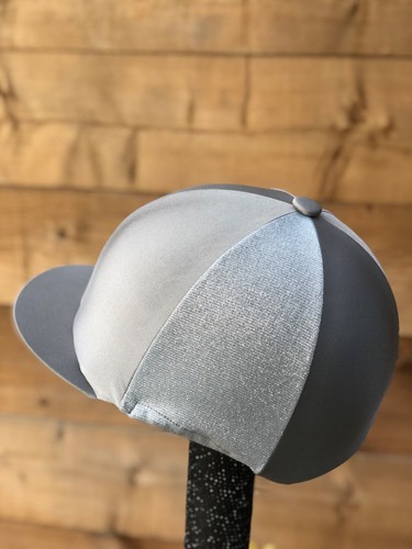 Horse Riding hat silk silver Grey glitz fur Pom, Wool Or Button Top - Picture 10 of 19