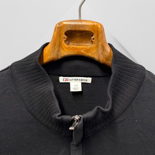 CUTTER & BUCK Black Pullover Quarter Zip 100% Supima Cotton Men’s Size L Large - Picture 11 of 11