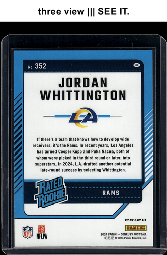 π΄πππππ JORDAN WHITTINGTON 2024 Donruss Optic Preview Rated RC Red Wave 352 - Picture 5 of 6