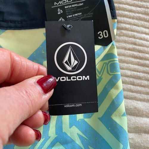 Volcom Boys Board Shorts Bathing Suit NEW size 20 blue green pink pockets - Picture 7 of 8