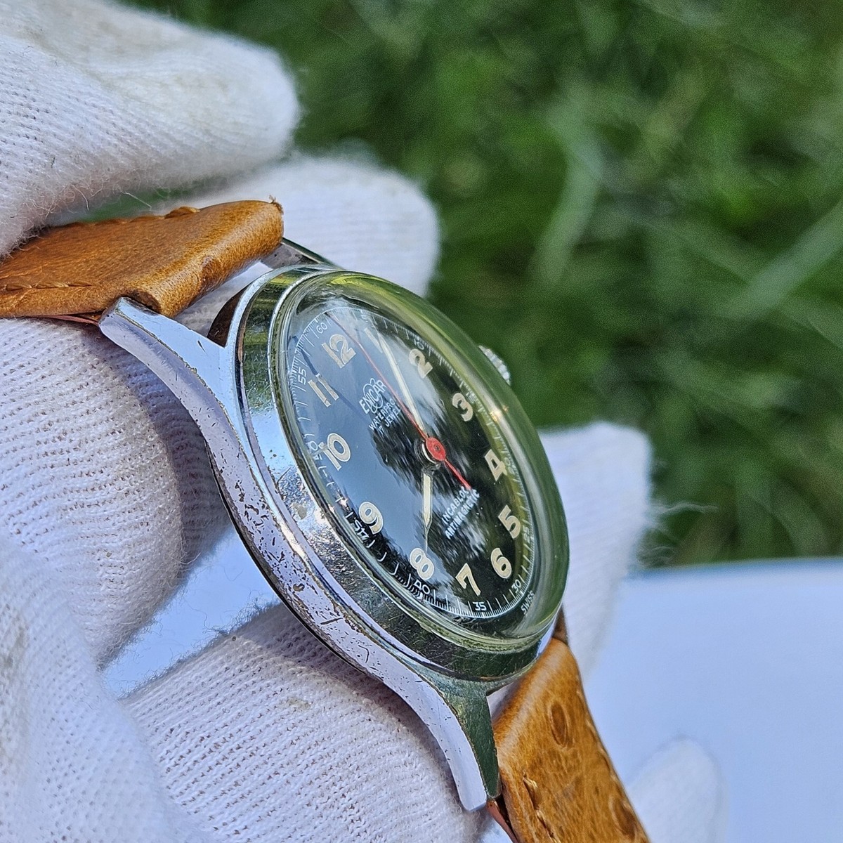 Vintage ENICAR Men's Manual Wind Wrist Watch Military 17 Jewels