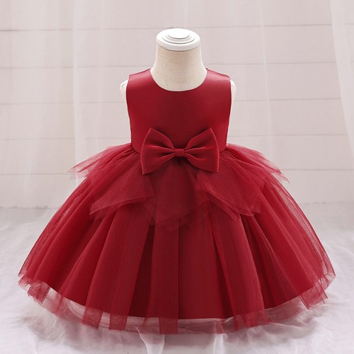 Flower Girls Bridesmaid Dress Kids Baby Evening Party Bow Tutu Dress Princess - Picture 9 of 18