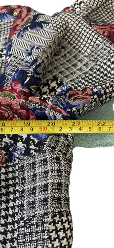 Alfani Women's Floral Metallic Houndstooth Print Jacket Bubble Sleeve Sz Medium - Picture 8 of 12