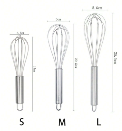 3pcs Stainless Steel Egg Beater - Small Whisk for Baking & Cooking - NEW - Picture 9 of 9