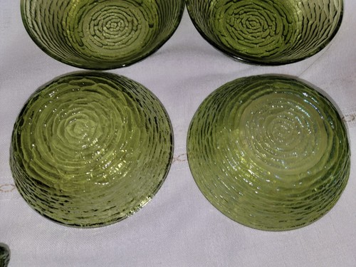 4 Vintage Anchor Hocking Avocado Green Soreno 6" Bowls & 4 Coffee Mugs - Picture 8 of 10