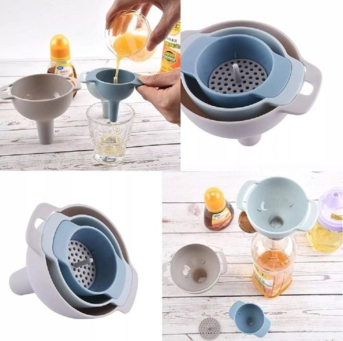 3 Pcs Kitchen Funnel Set with Detachable Strainer – Oil, Liquid & Dry Ingredient - Picture 2 of 7