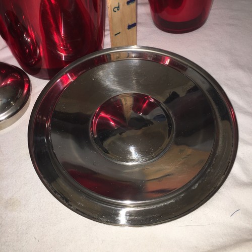 Bar Set Wine Chiller Cocktail Shaker Ice Bucket Red Acrylic S.Steel Valentines - Picture 20 of 23