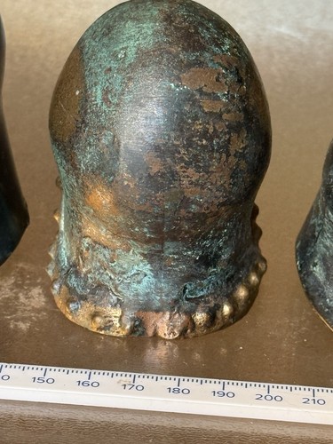 RARE Greek Spartan Corinthian Freestanding Bronze Aged Small Helmet Artifact x4 - Picture 14 of 24