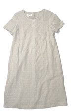 Talbots Midi Dress Women's Linen Rayon Blend Short Sleeve Tan Textured Size 8