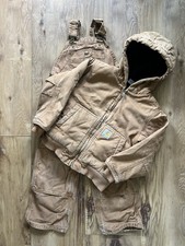 Carhartt Youth Duck Canvas Matching Set Jacket  Double Knee Overalls 4/5 VTG