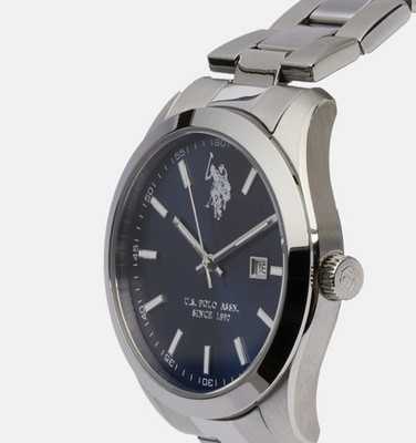 U.S. Polo Assn. Armbanduhr Herren Analog Quarz Edelstahl Silber