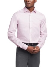 Calvin Klein Dress Shirt Mens 17 32/33 Pink Lavender Steel Slim Fit PinCord