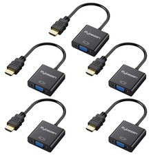 HDMI to VGA Adapter 5 Pack, Gold-Plated HDMI to VGA Converter Male to Female...