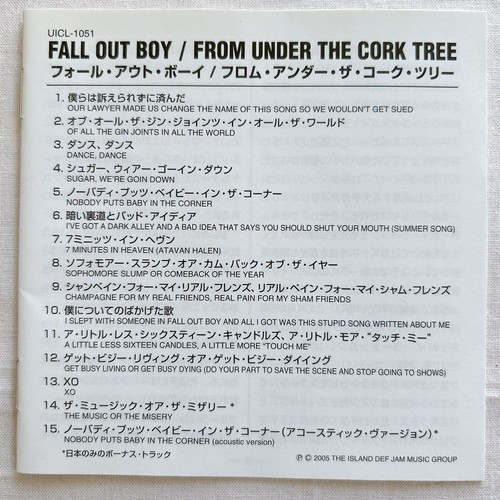 FALL OUT BOY From Under The Cork Tree CD With Obi Japan 3 Bonus Tracks - Bild 3 von 3
