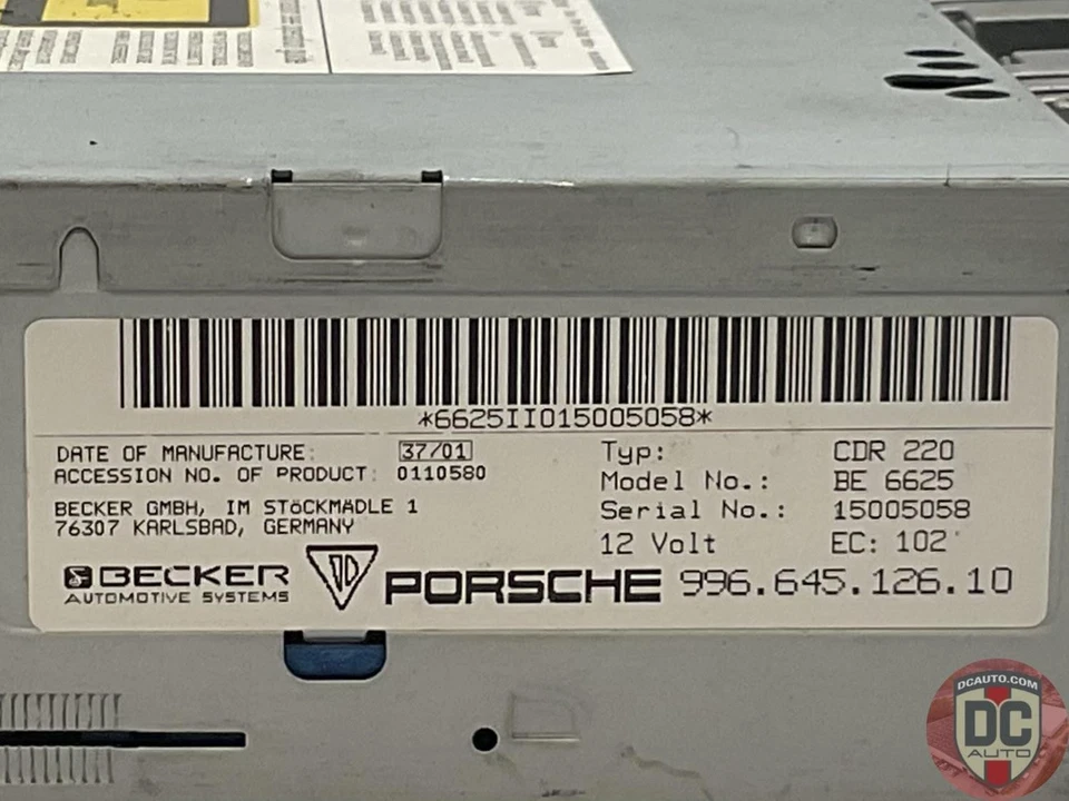 Radio Porsche 986 Boxster 996 Becker CDR-220 1999-2002 99664512610 133401 Foto 3 de 4