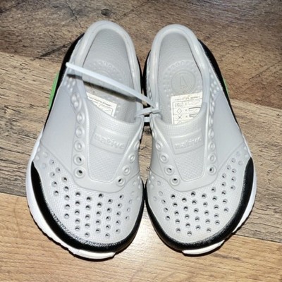 Native Lennox Block Child Gray Black Green Slip-On Lightweight Shoes Unisex Kids